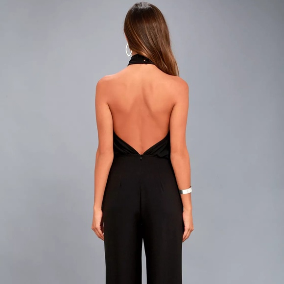 LuLu's MOMENT FOR LIFE BLACK HALTER JUMPSUIT - Picture 2 of 3
